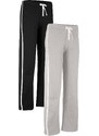 bonprix Bavlněné sportovní kalhoty (2 ks), rovný střih Černá