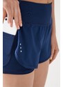 LOS OJOS Women's Navy Blue 2-layer Sports Shorts - Leggings with Shorts 2in1.