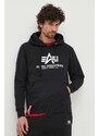 Mikina Alpha Industries Basic Hoody pánská, černá barva, s kapucí, s potiskem, 178312.03