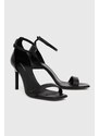 Kožené sandály Calvin Klein GEO STILETTO SANDAL černá barva, HW0HW01610