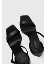 Kožené sandály Calvin Klein GEO STILETTO SANDAL černá barva, HW0HW01610