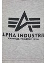 Mikina Alpha Industries Basic Hoody pánská, šedá barva, s kapucí, s potiskem, 178312.17