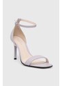Kožené sandály Calvin Klein GEO STILETTO SANDAL fialová barva, HW0HW01610