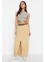 Trendyol Green Maxi Denim Skirt With a Slit