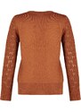 Trendyol skořicový základní pletený svetr