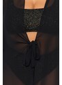 Trendyol Curve Black Short Chiffon Kimono & Kaftan with Tie Detail