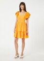 Koton Crew Neck Orange Above Knee Dress For Women 3sak80003ew