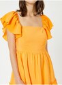 Koton Crew Neck Orange Above Knee Dress For Women 3sak80003ew