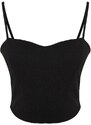 Trendyol Black Fitted Crepe Knitted Bustier with Crop Straps