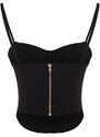 Trendyol Black Fitted Crepe Knitted Bustier with Crop Straps