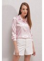 Bigdart 3964 Lightly Flowing Satin Shirt - Pink