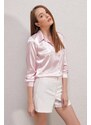 Bigdart 3964 Lightly Flowing Satin Shirt - Pink