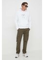 Mikina Calvin Klein pánská, bílá barva, s kapucí, s potiskem