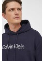 Bavlněná mikina Calvin Klein pánská, tmavomodrá barva, s kapucí, s aplikací