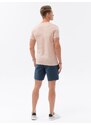 Ombre Clothing Pánské bavlněné tričko s potiskem - světle růžové V3 S1752