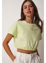 Happiness İstanbul Women's Light Green Crop T-Shirts