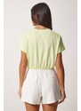 Happiness İstanbul Women's Light Green Crop T-Shirts