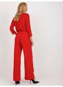 Fashionhunters Červené látkové kalhoty se záhyby
