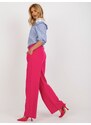 Fashionhunters Tmavě růžové široké kalhoty ze švédského materiálu