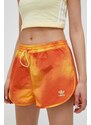 Kraťasy adidas Originals dámské, oranžová barva, vzorované, high waist