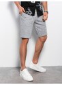 Ombre Men's knit shorts with decorative elastic waistband - gray