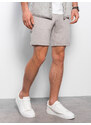 Ombre Clothing Pánské pletené šortky s elastickým pasem - světle šedé V4 OM-SRCS-0107