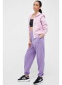 Mikina adidas dámská, růžová barva, s kapucí, s aplikací