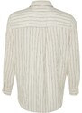 Trendyol Curve Beige Striped Linen Look Woven Shirt