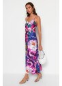 Trendyol Multicolored Strappy Floral Midi Textured Woven Dress