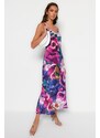 Trendyol Multicolored Strappy Floral Midi Textured Woven Dress