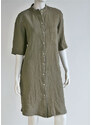 Design Ali Lněné šaty dlouhé s krátkým rukávem