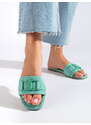 Women's suede green slippers Shelvt