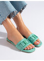 Women's suede green slippers Shelvt