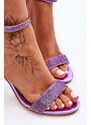 Kesi Dámské sandály na vysokém podpatku s kamínky fialové Perfecto