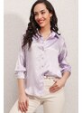 Bigdart 3964 Lightly Flowy Satin Shirt - B.lilac