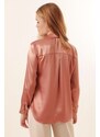 Bigdart 3964 Lightly Flowy Satin Shirt - Camel