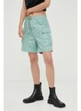 Kalhoty Levi's CONVERTIBLE CARGO dámské, zelená barva, kapsáče, high waist