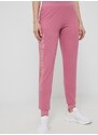 Kalhoty EA7 Emporio Armani dámské, růžová barva, hladké