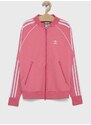 Dětská bavlněná mikina adidas Originals H34591 růžová barva, s aplikací