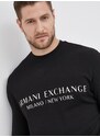 Bavlněná mikina Armani Exchange pánská, černá barva, s potiskem, 8NZM88 ZJKRZ NOS
