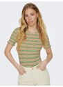 Zeleno-béžové dámské pruhované tričko ONLY Janie - Dámské