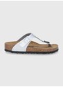 Žabky Birkenstock Gizeh dámské, stříbrná barva, na plochém podpatku, 43853.Gizeh-Silver