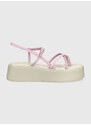 Kožené sandály Vagabond Shoemakers Courtney dámské, růžová barva, na platformě