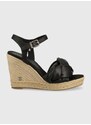 Kožené sandály Tommy Hilfiger Th Waves High Wedge dámské, černá barva, na klínku
