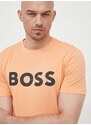 Boss Orange Bavlněné tričko BOSS BOSS CASUAL oranžová barva, s potiskem