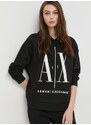 Bavlněná mikina Armani Exchange dámská, černá barva, s aplikací