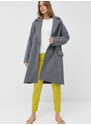 Vlněný kabát Emporio Armani šedá barva, přechodný, dvouřadový