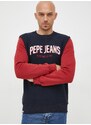 Bavlněná mikina Pepe Jeans pánská, tmavomodrá barva, s aplikací