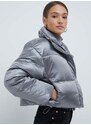 Bunda Calvin Klein dámská, stříbrná barva, zimní, oversize