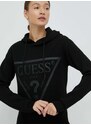 Mikina Guess NEW ALISA dámská, černá barva, s kapucí, potiskem, V2YQ08 K7UW2